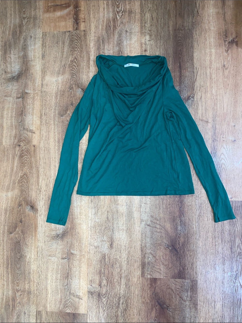 LAmade Emerald Green Draped Neck Long Sleeve Top
